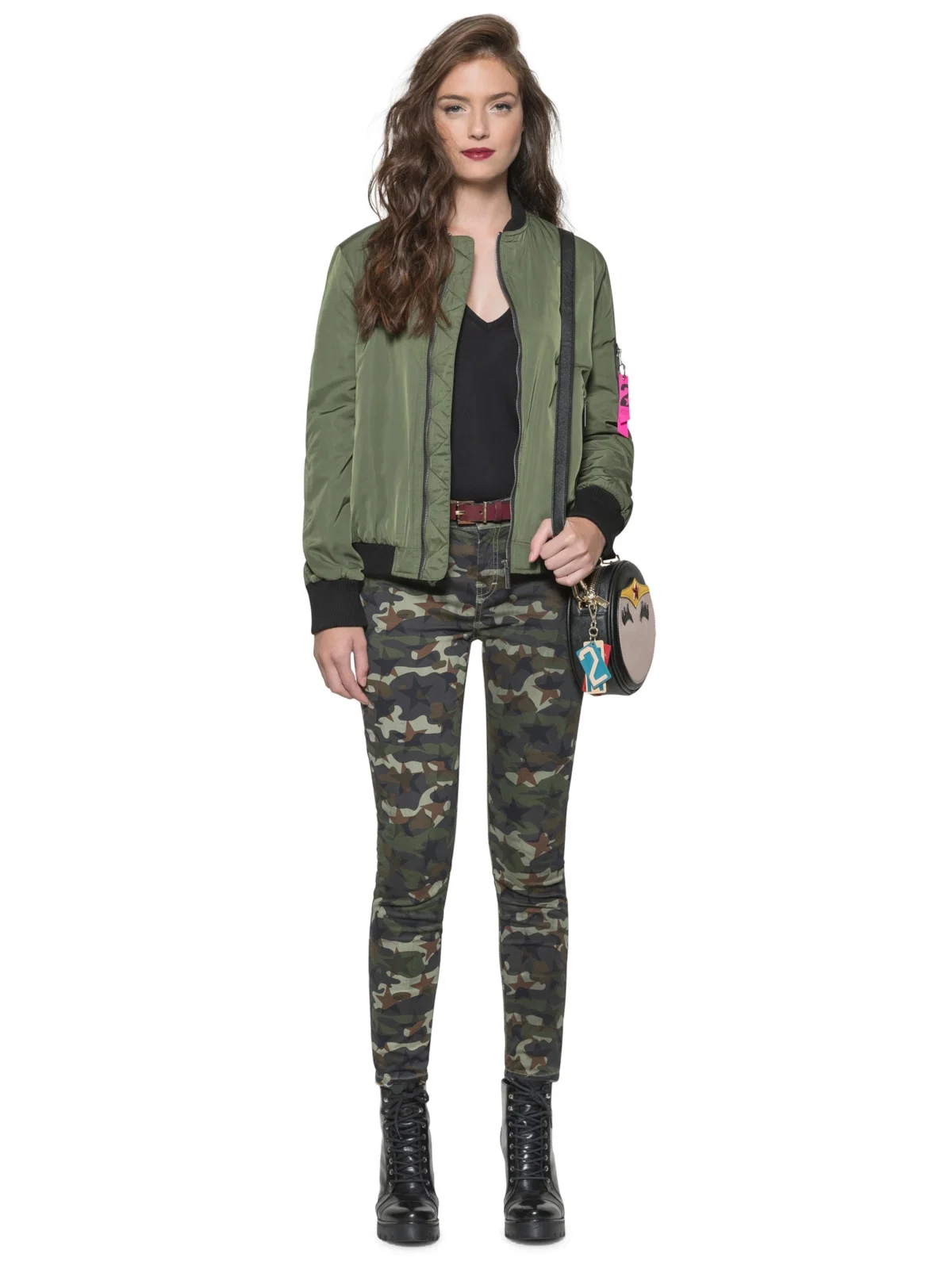 Nylon Light Bomber Zipper Verde Militar