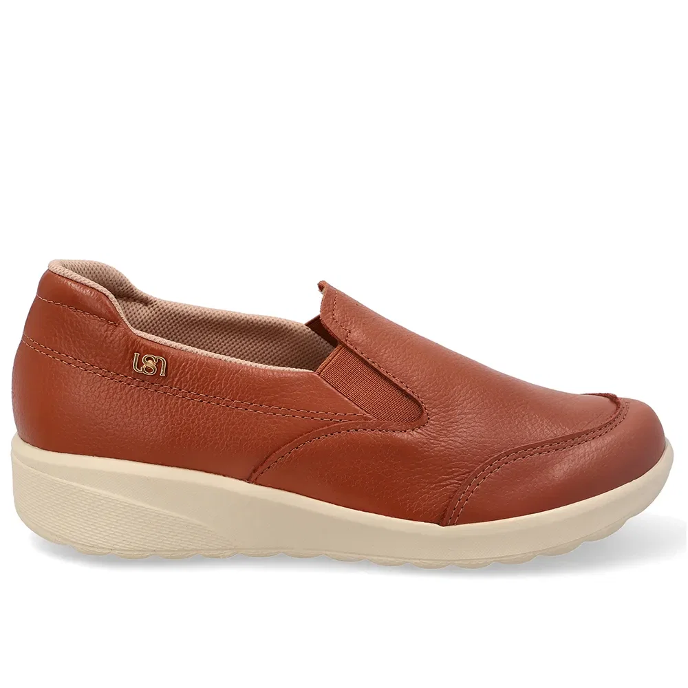 Tênis Casual Slip On Em Couro Marrom — imagem 1