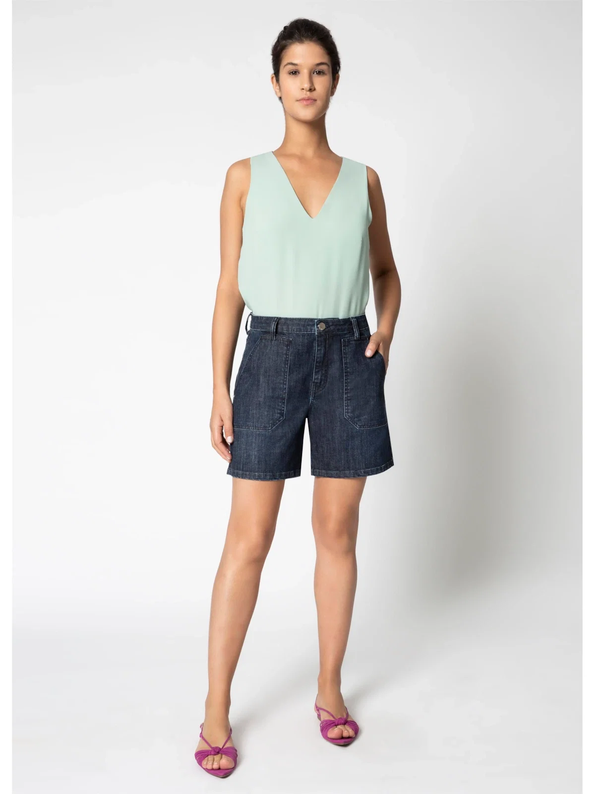 Bermuda Deep Blue Elastic Florence Bol Lav.Escuro C/ Resina.