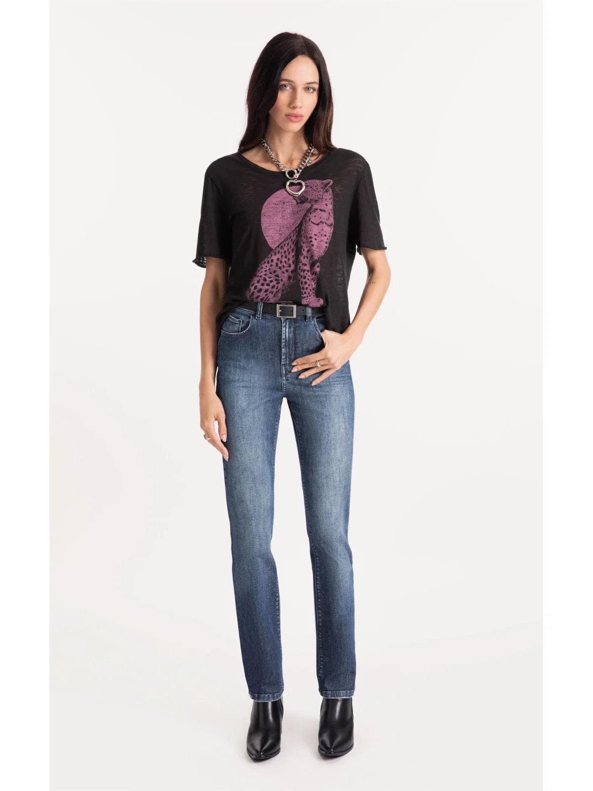 Calça High Comfort Skinny Lav. Médio C/ Used — imagem 1
