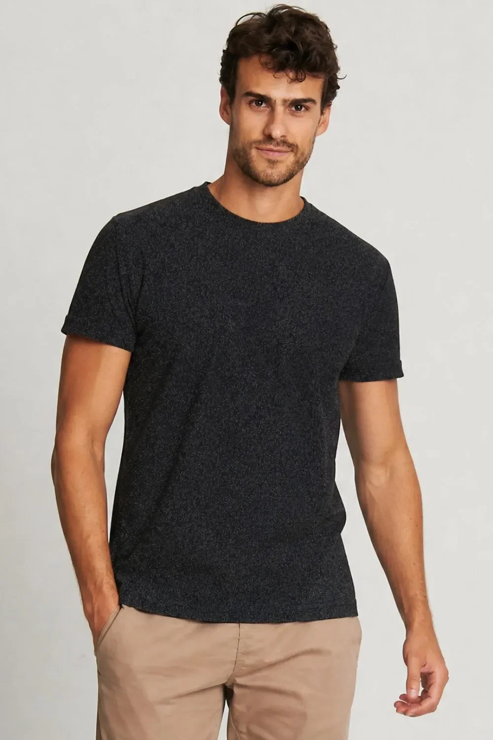 Camiseta Básica Masculina Mesclada Polo Wear Preto