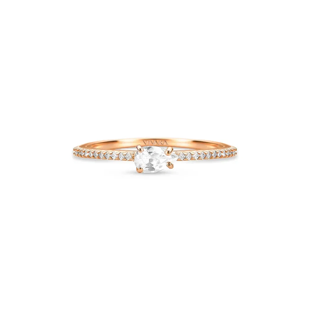 Anel Cores em Ouro Rosé 18k com Topázio Incolor e Diamantes