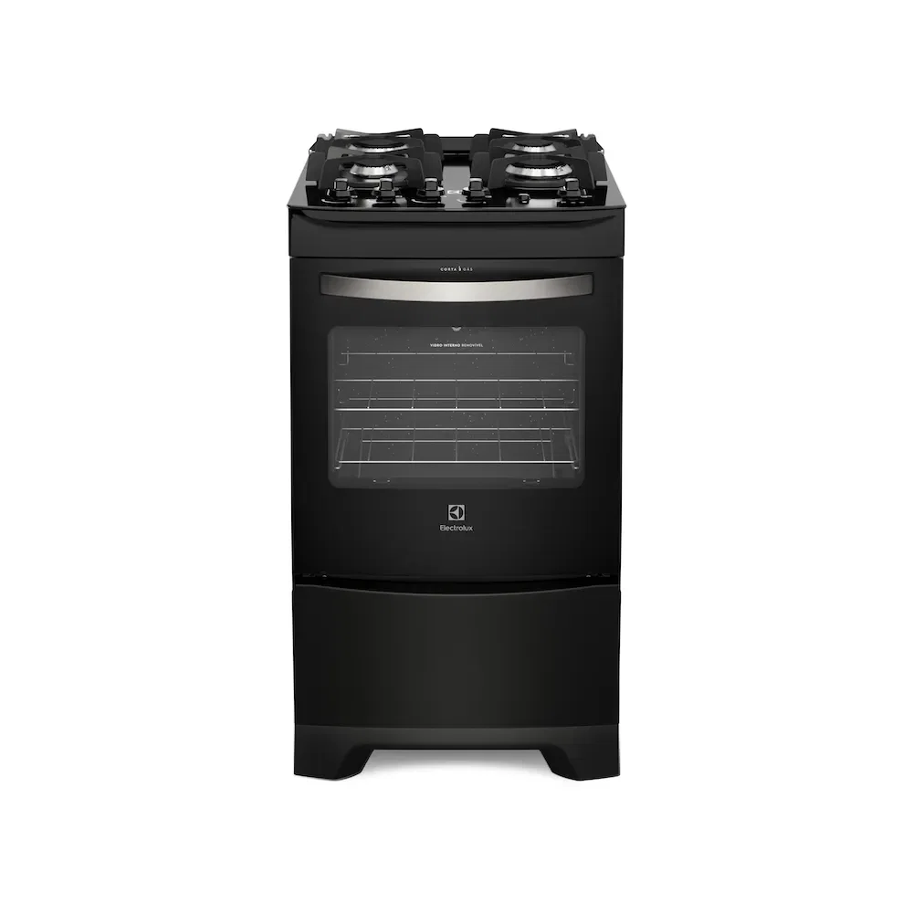 Fogão 4 Bocas Electrolux Preto com Mesa de Vidro e Porta Full Glass (52LPV) — imagem 1