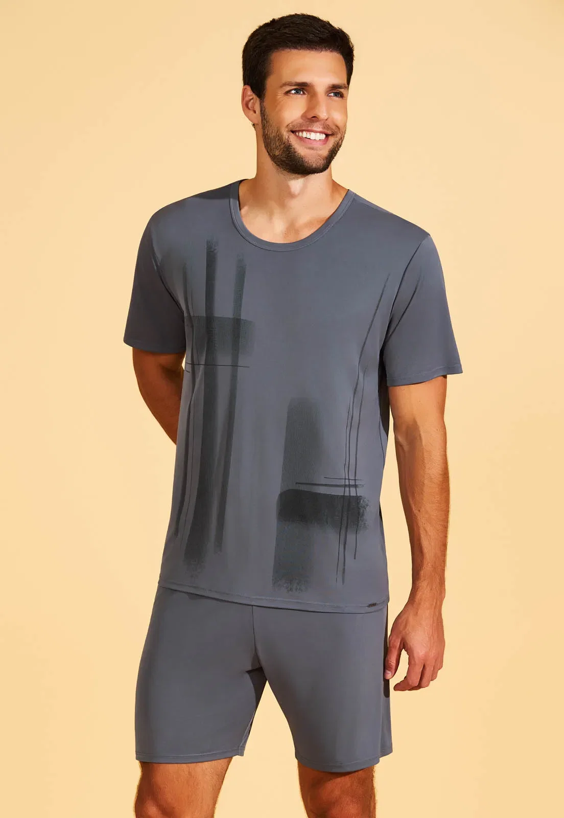 Pijama Manga Curta e Shorts de Microfibra Recco — imagem 1