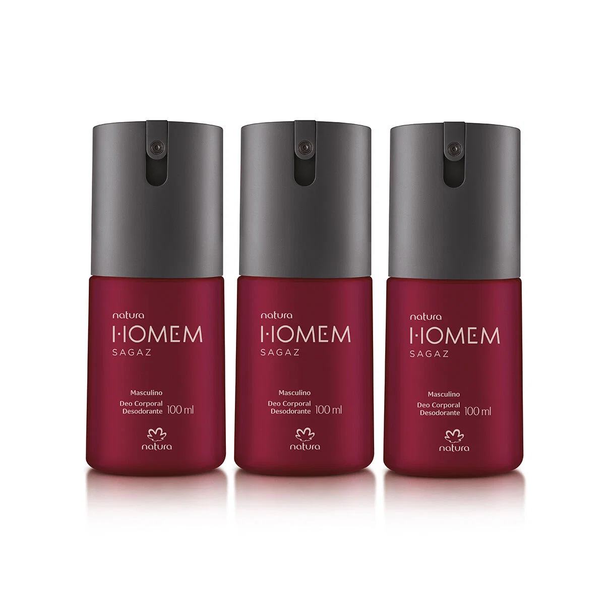 Kit Desodorante Corporal Natura Homem Sagaz 3 produtos de 100 ml