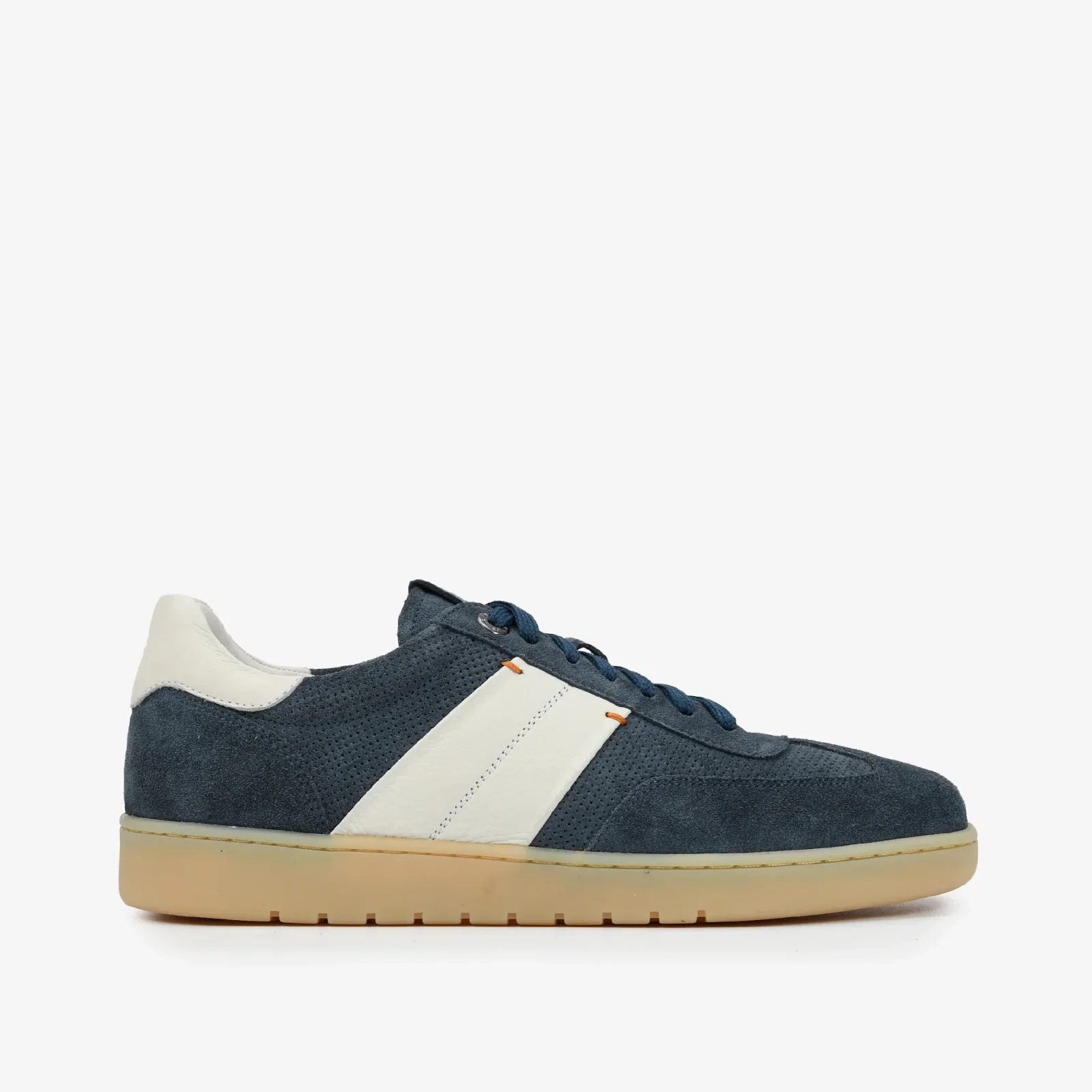 Tênis Masculino Azul Lunar Branco Couro