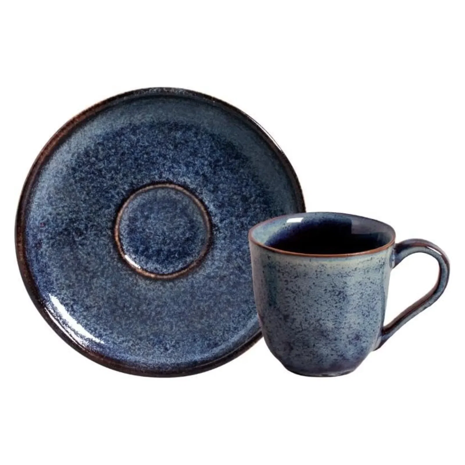 Xícara de Café Titanium em Stoneware Azul 120ML Porto Brasil