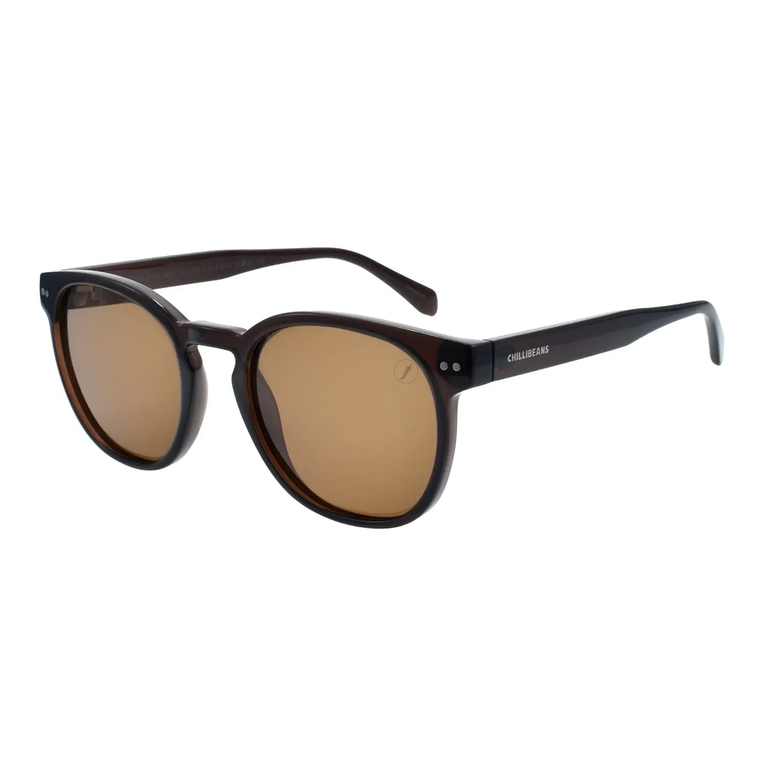 Óculos de Sol Masculino Chilli Beans Trend Redondo Polarizado Marrom — imagem 1