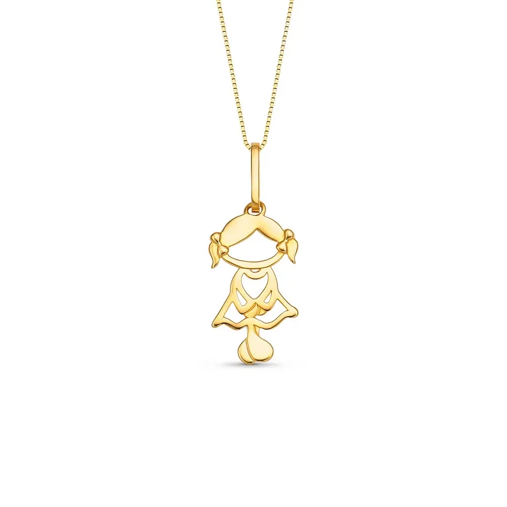 Pingente Menina em Ouro Amarelo 18k, 15mm — imagem 1