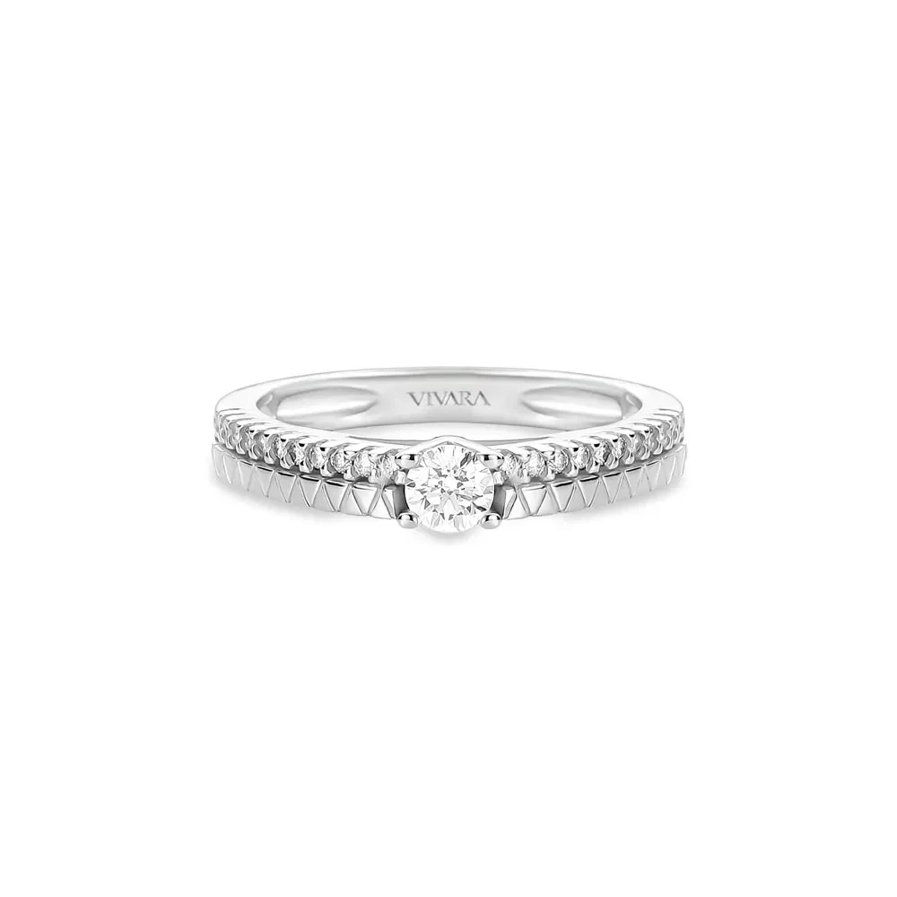 Anel Solitário Icona em Ouro Branco 18k com 0,26ct de Diamante — imagem 1
