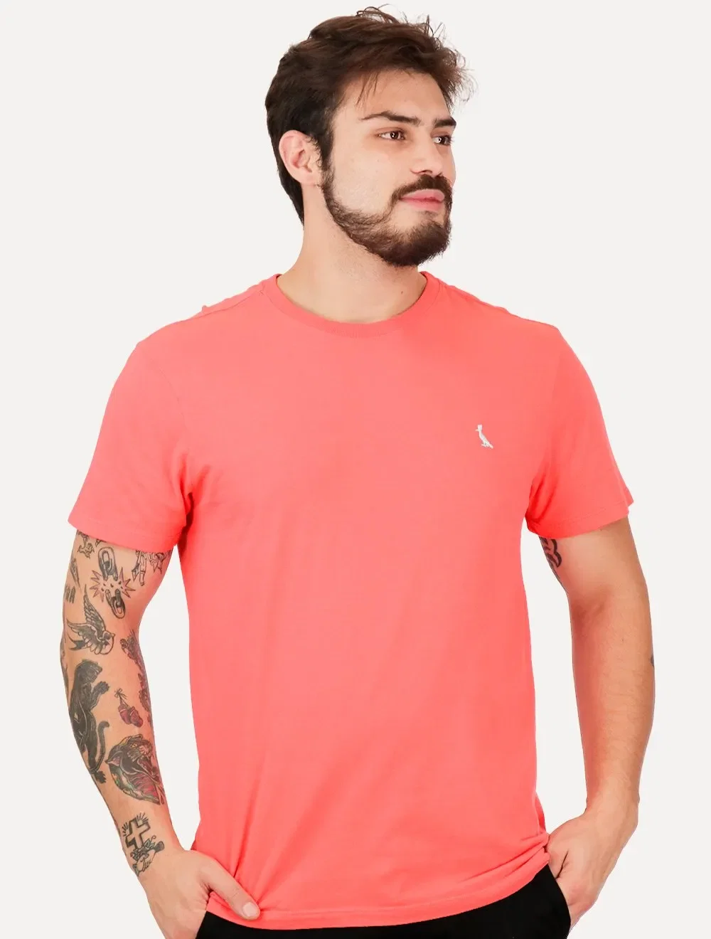 Camiseta Reserva Masculina Suspiro Pica-Pau Bordado Salmão