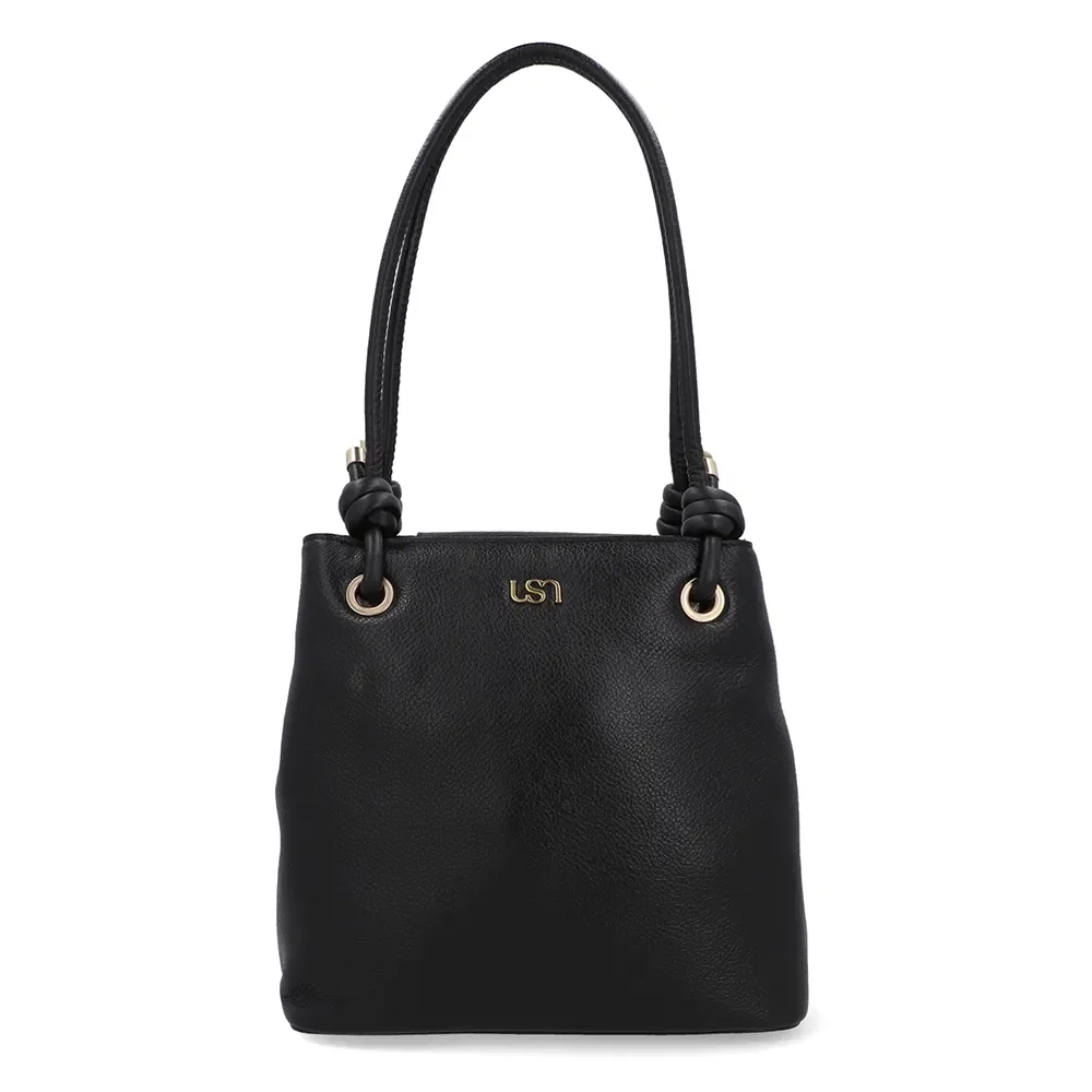 Bolsa Shopper Couro Preta Detalhe Nó — imagem 1