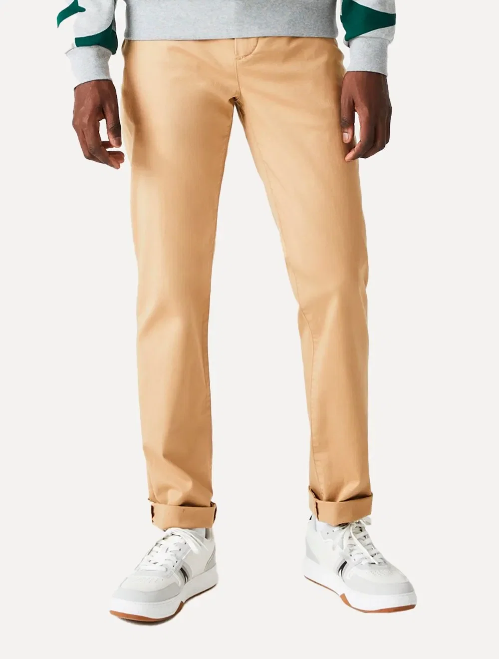 Calça Lacoste Masculina Sarja Chino Slim Fit New Classic Caqui