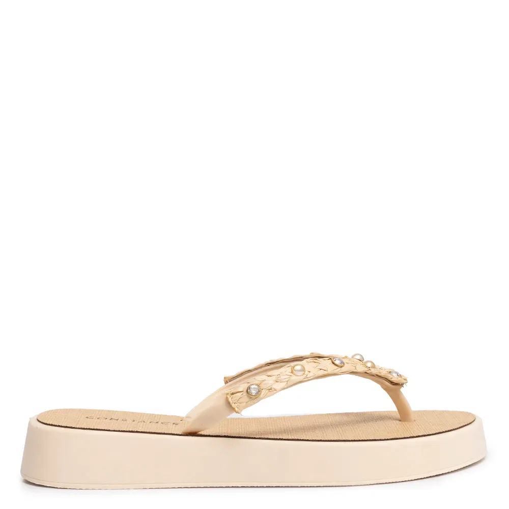 Chinelo Flatform Palha Strass