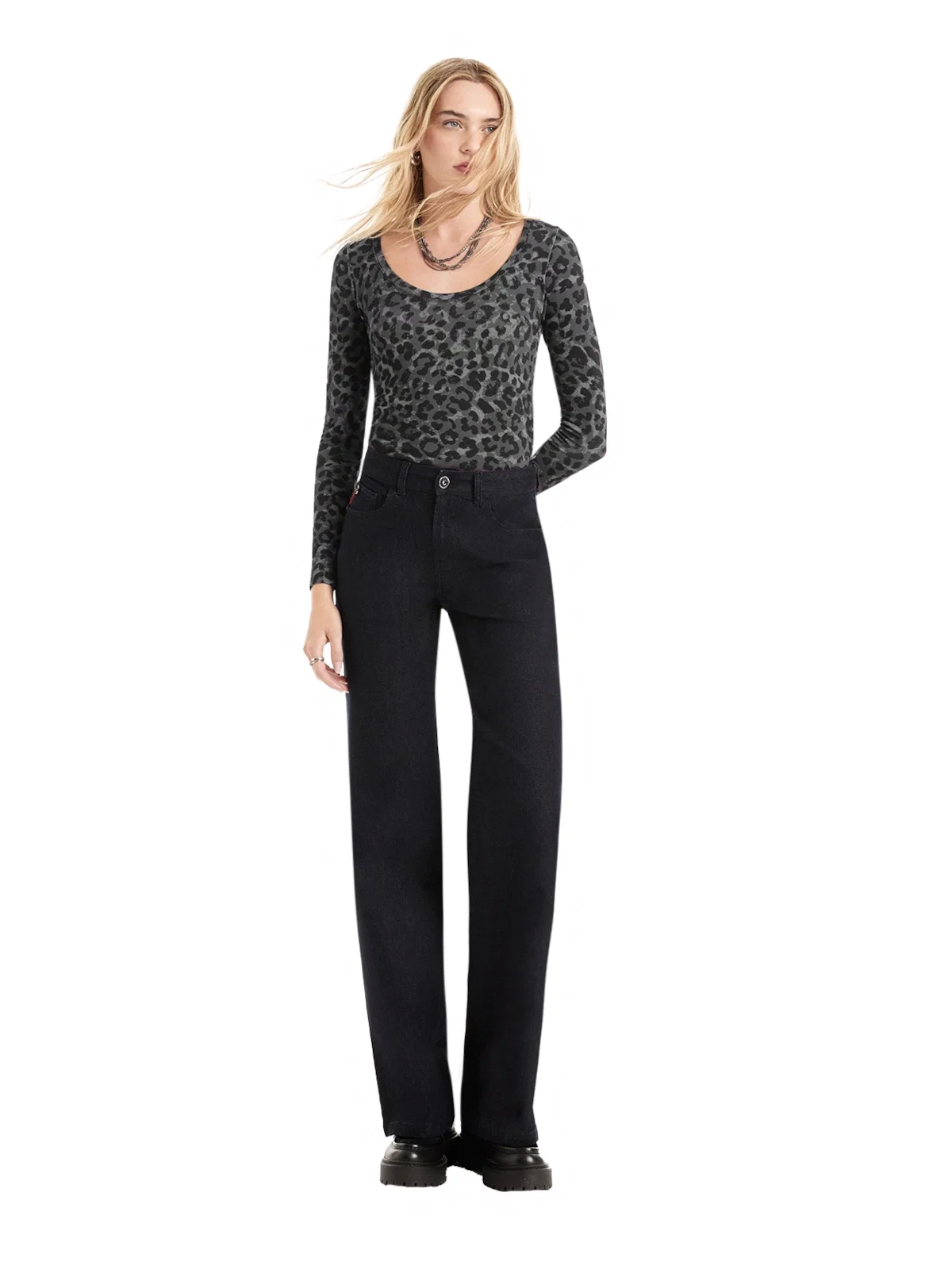 Blusa Viscotricot Animal Print Animal Print Plumbo — imagem 1