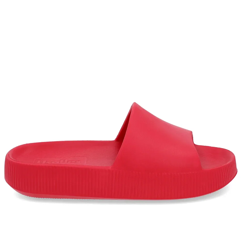 Chinelo Slide Vermelho Poofy Salto Plataforma Eva — imagem 1