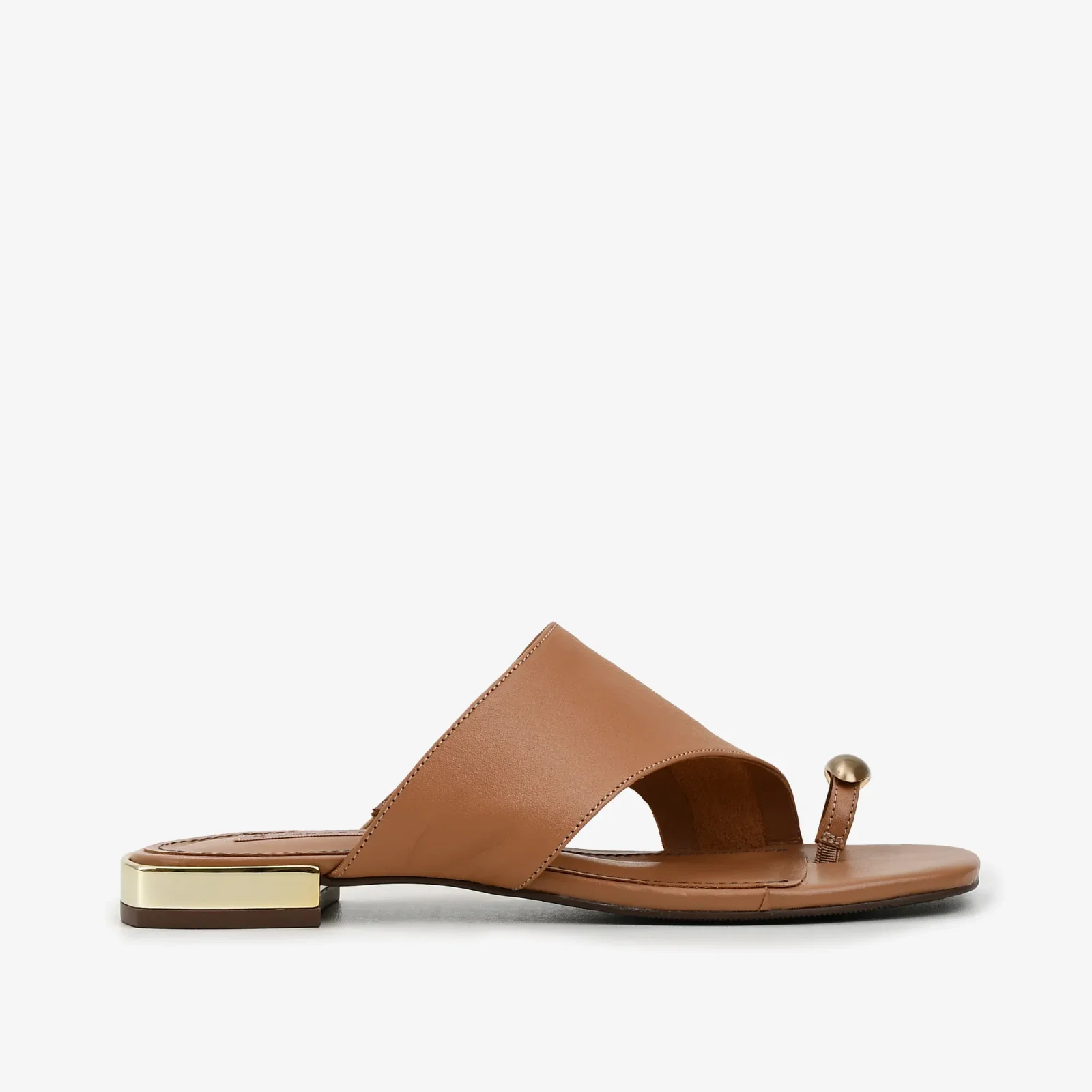 Chinelo Slide Caramelo Trigo Couro