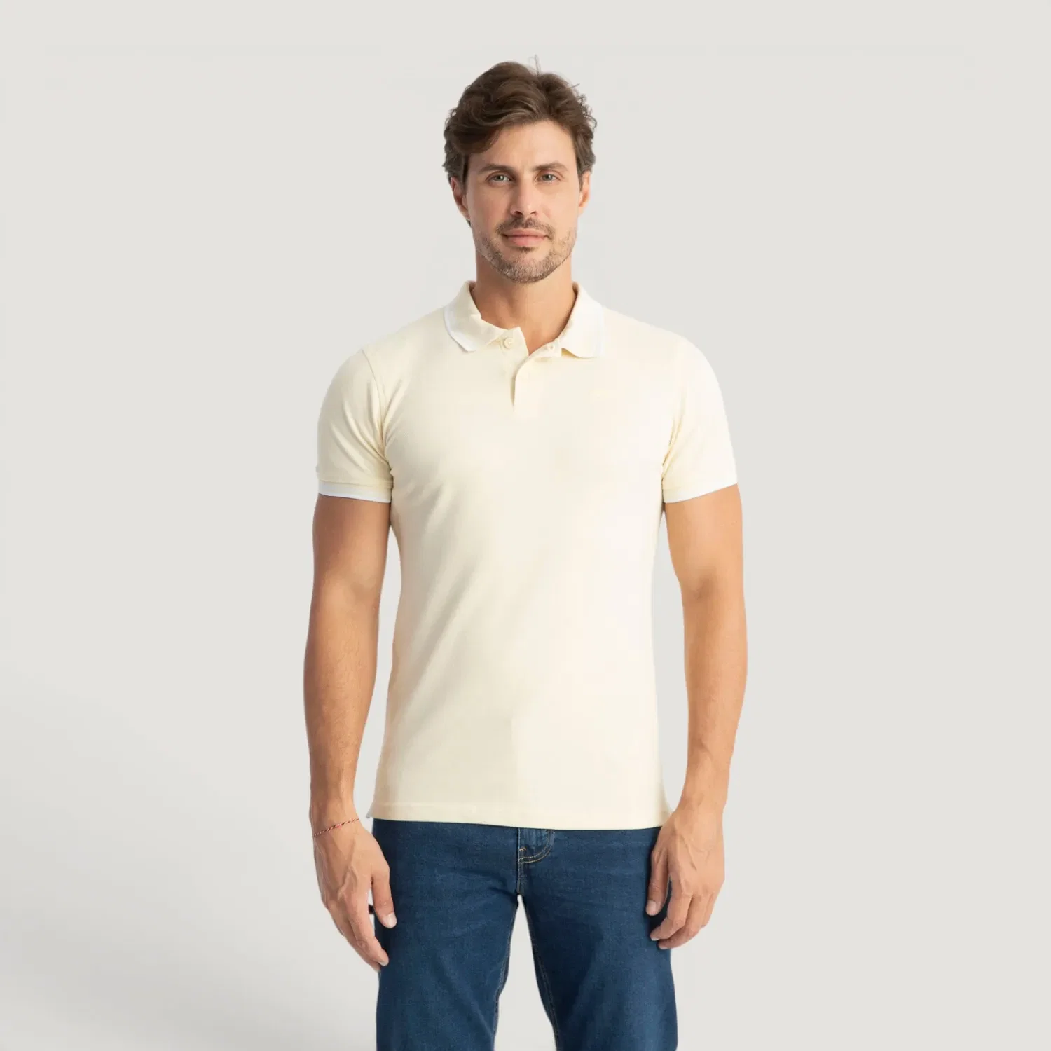 Polo Levi's® Slim Housemark Off White Manga Curta