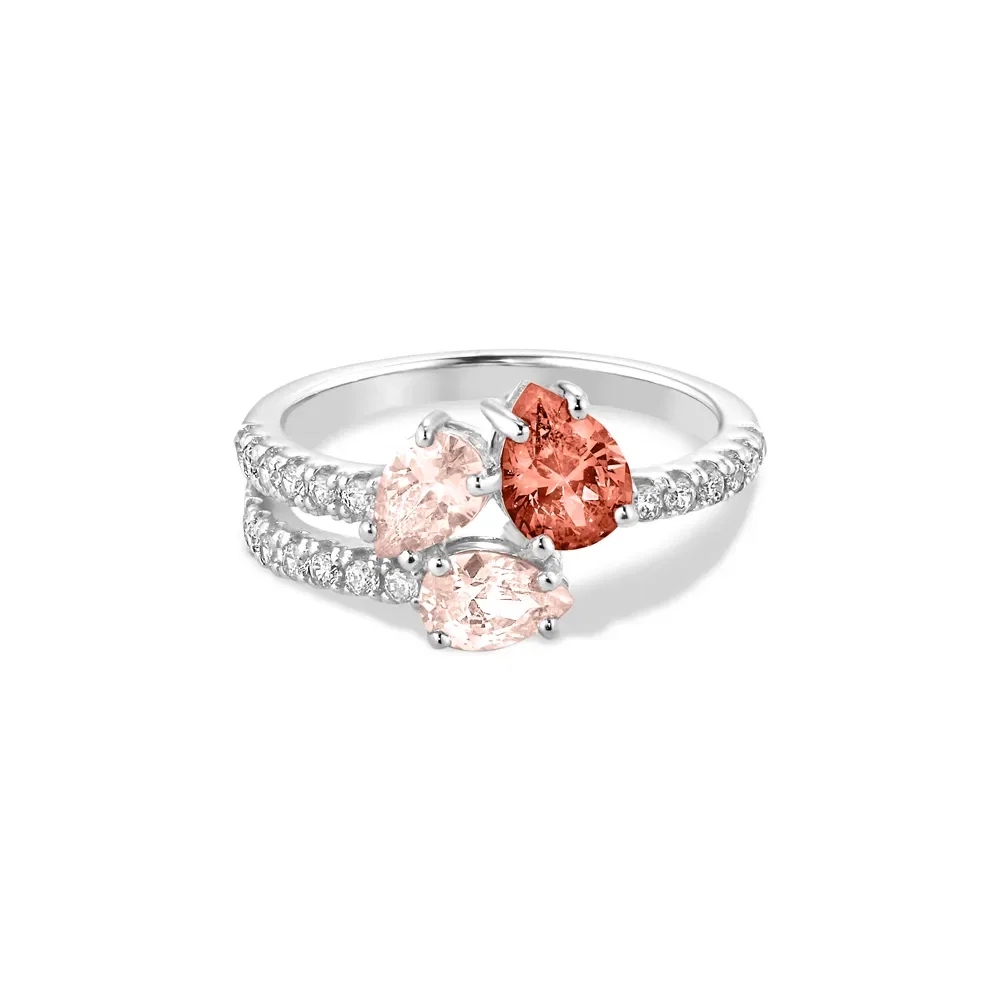 Anel Life Sun em Prata 925 com Pedras Rosadas e Incolores — imagem 1