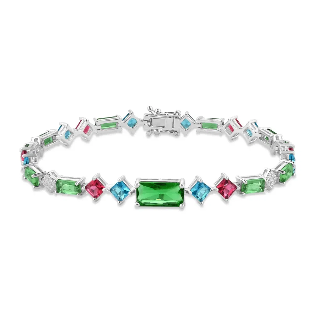 Pulseira Life Coloré em Prata 925 com Cristais Verde, Rosa e Azul — imagem 1
