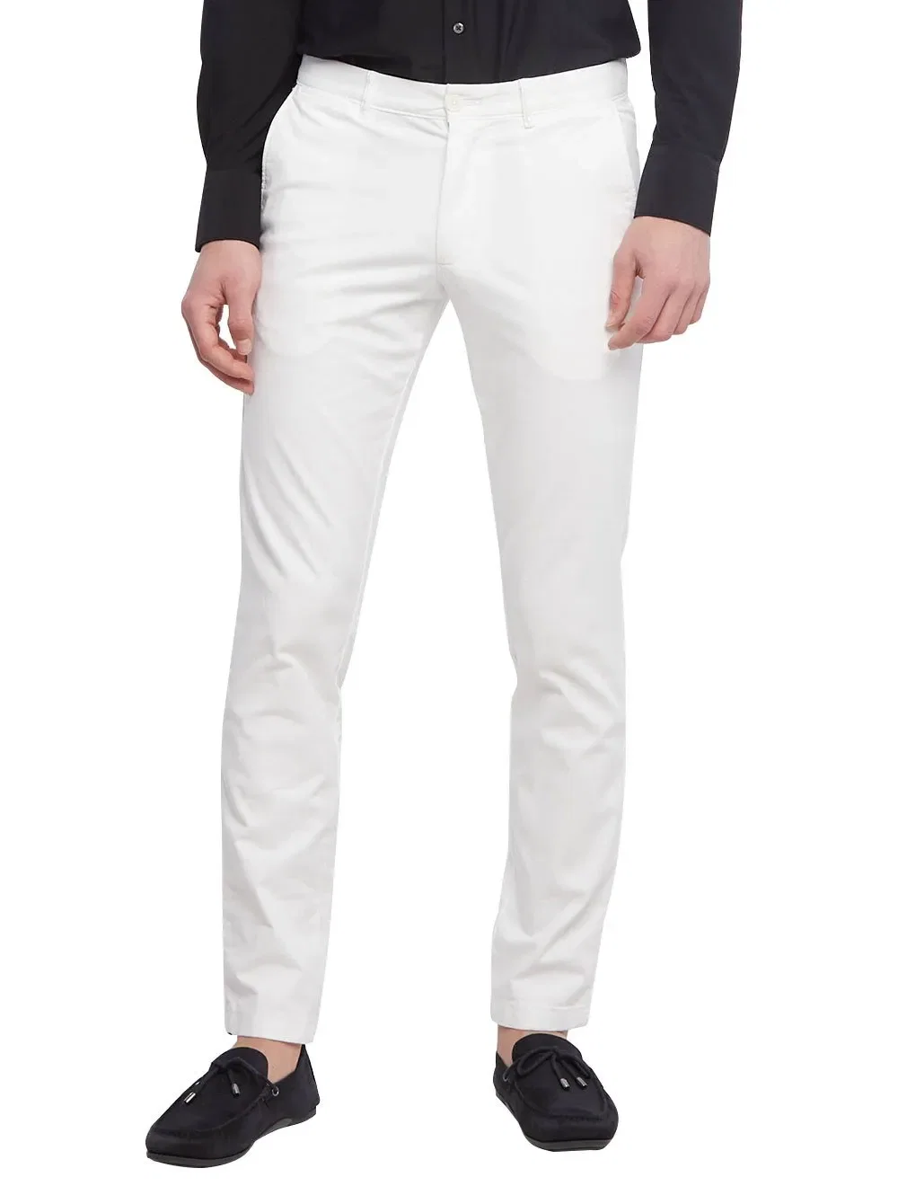 Calça Tommy Hilfiger Masculina Sarja Slim Comfort Stretch Chino Branca