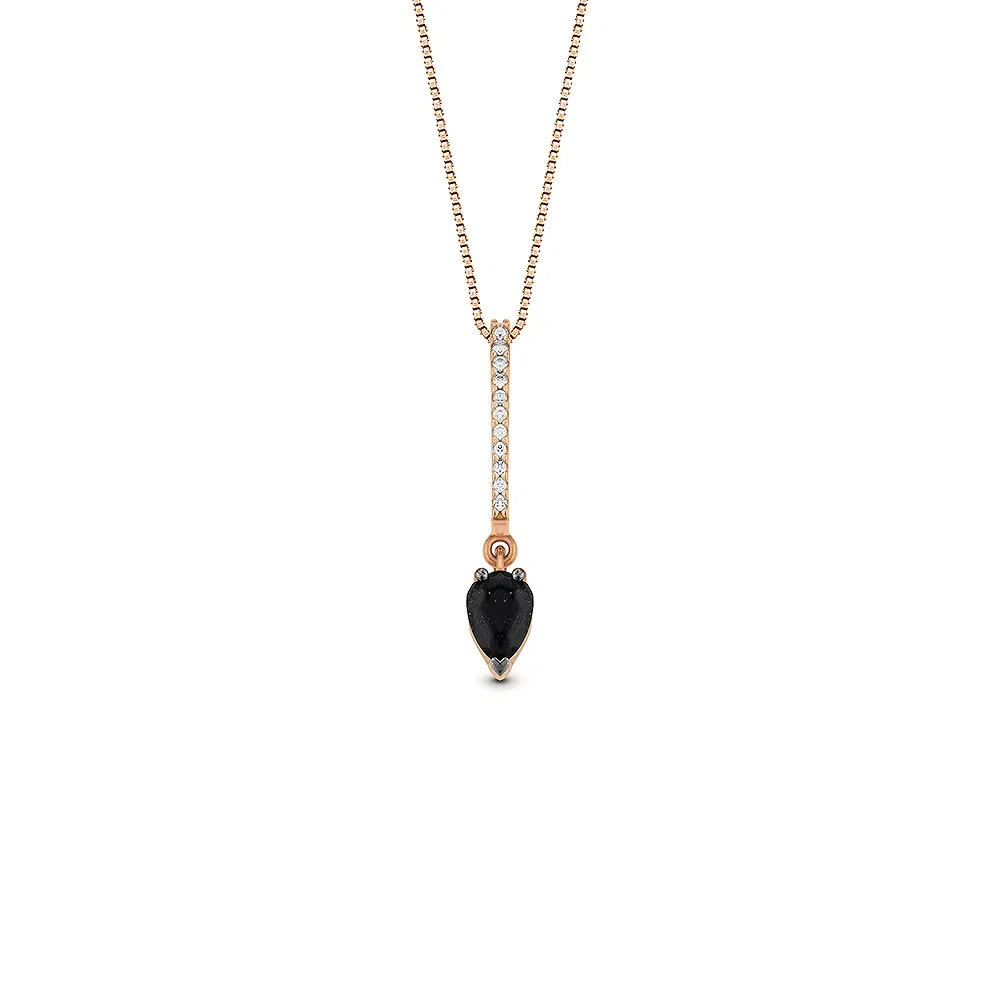 Pingente Anelli em Ouro Rosé 18k com Quartzo Negro e Diamantes Brown, 23mm — imagem 1