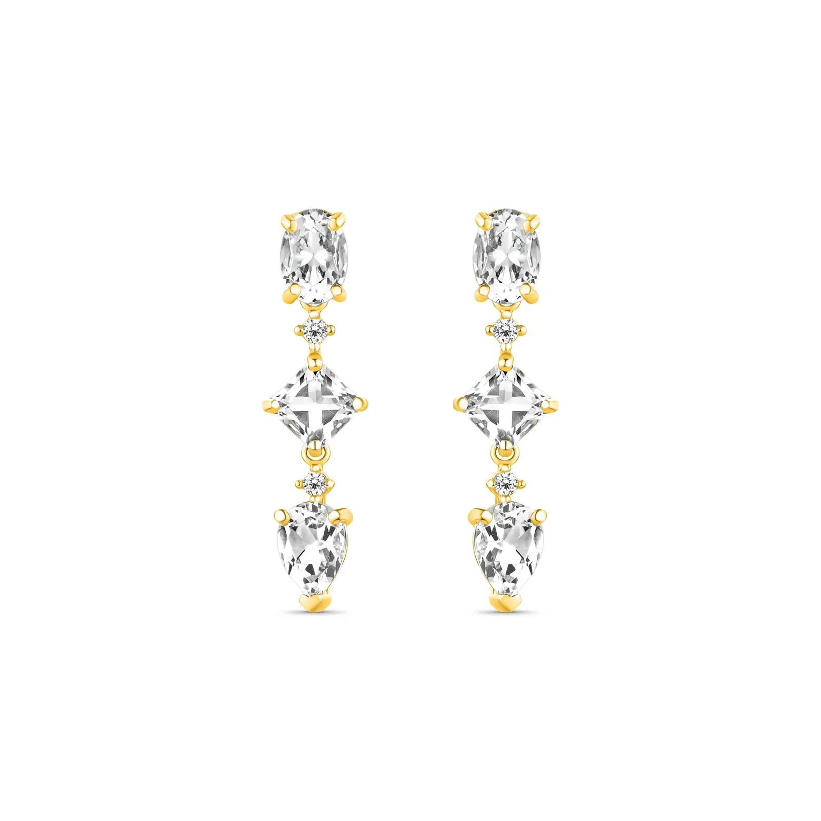 Brinco Florence em Ouro Amarelo 18k com Cristais Naturais e Diamantes 0,10 ct — imagem 1