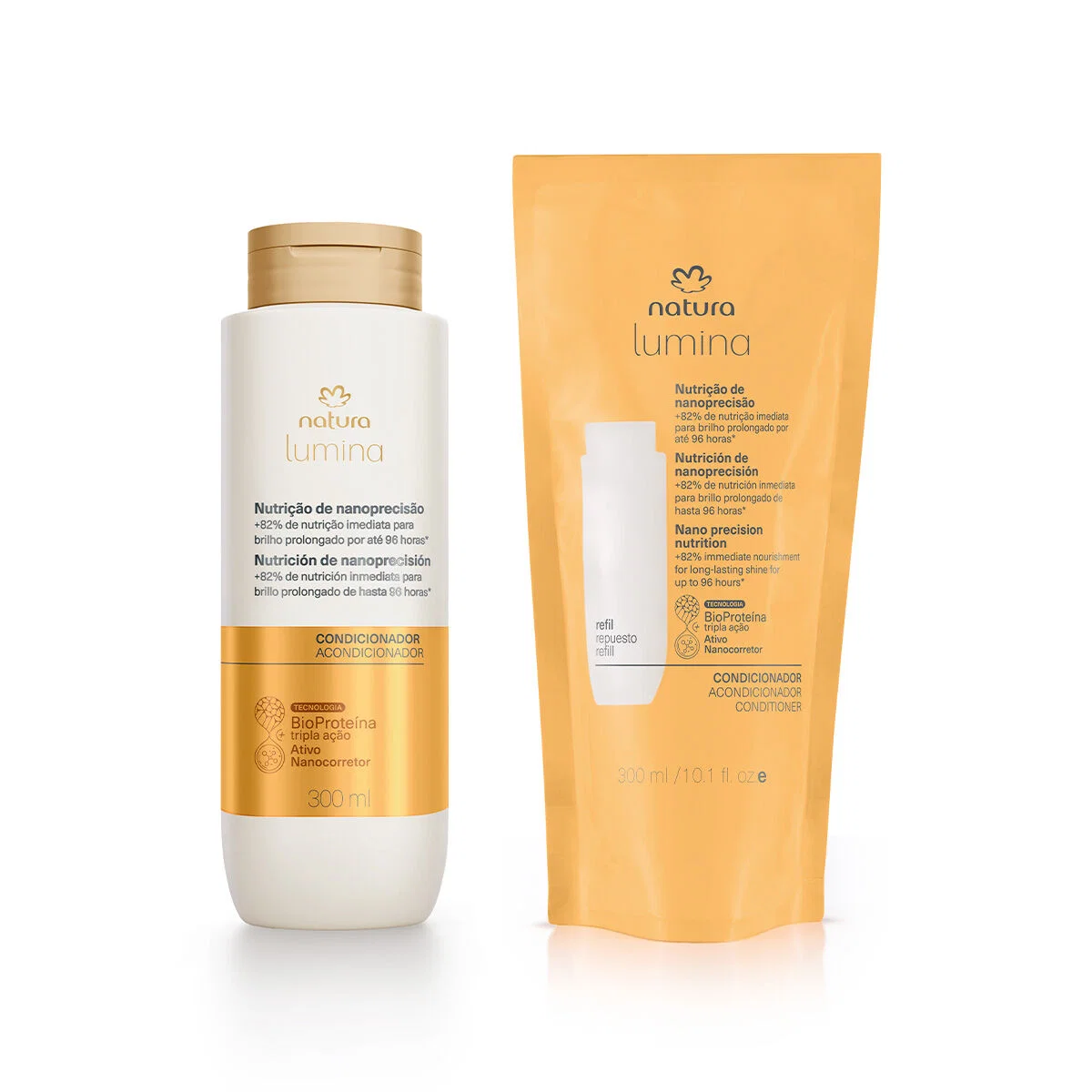 Kit Condicionador Nutrição de Nanoprecisão Lumina + Refil com 2 unidades de 300 ml