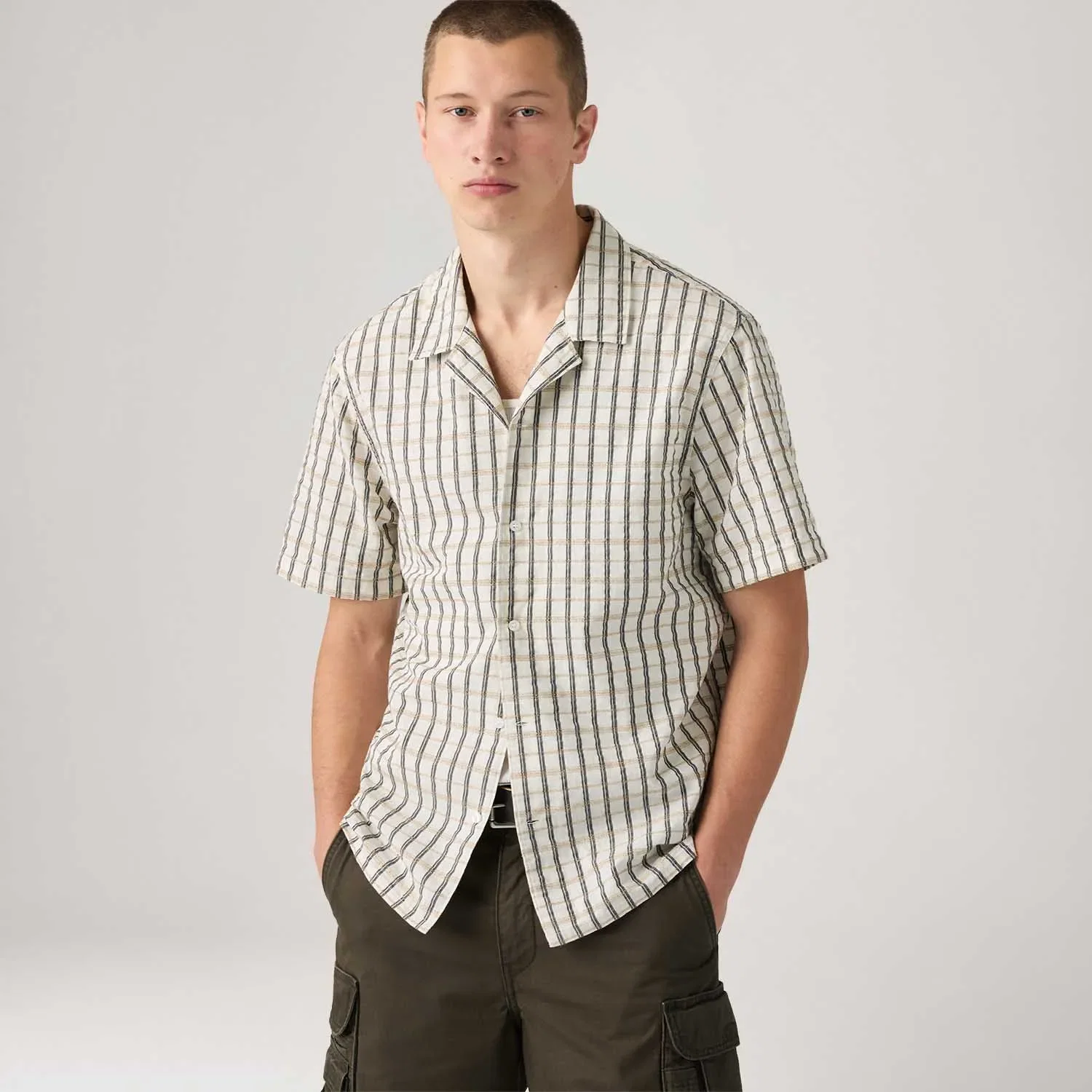 Camisa Levi's® Sunset Standard Xadrez Branca Manga Curta — imagem 1