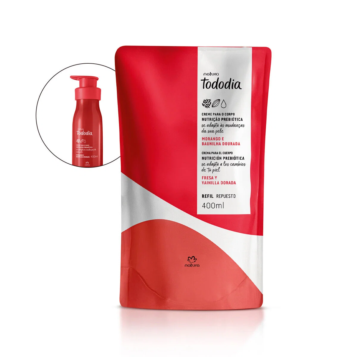 Refil Creme Desodorante Nutritivo para o Corpo Tododia Morango e Baunilha Dourada 400 ml