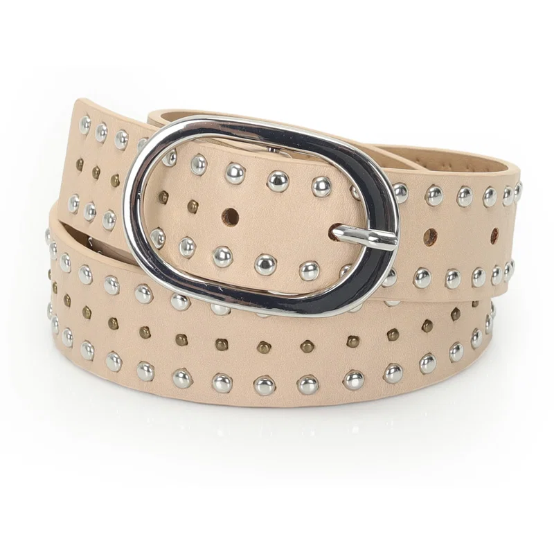Cinto Feminino Fivela Oval Com Aplicacao De Metais 3CM
