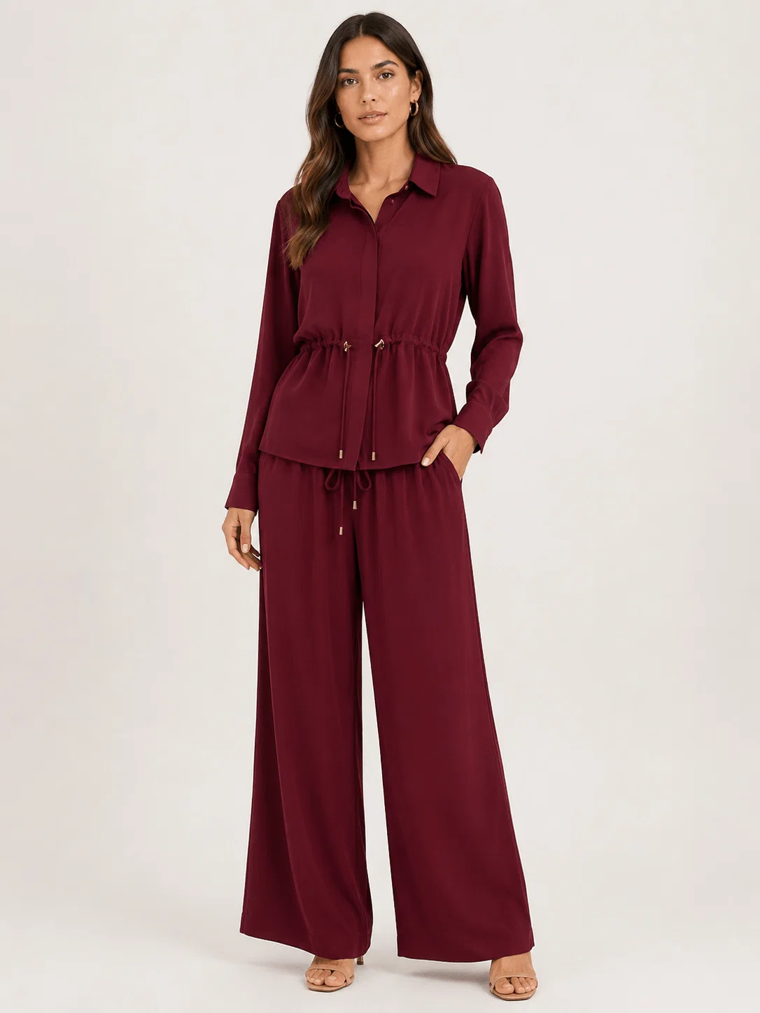 Calça Pantalona Cadarco Com Ponteira - Vinho — imagem 1