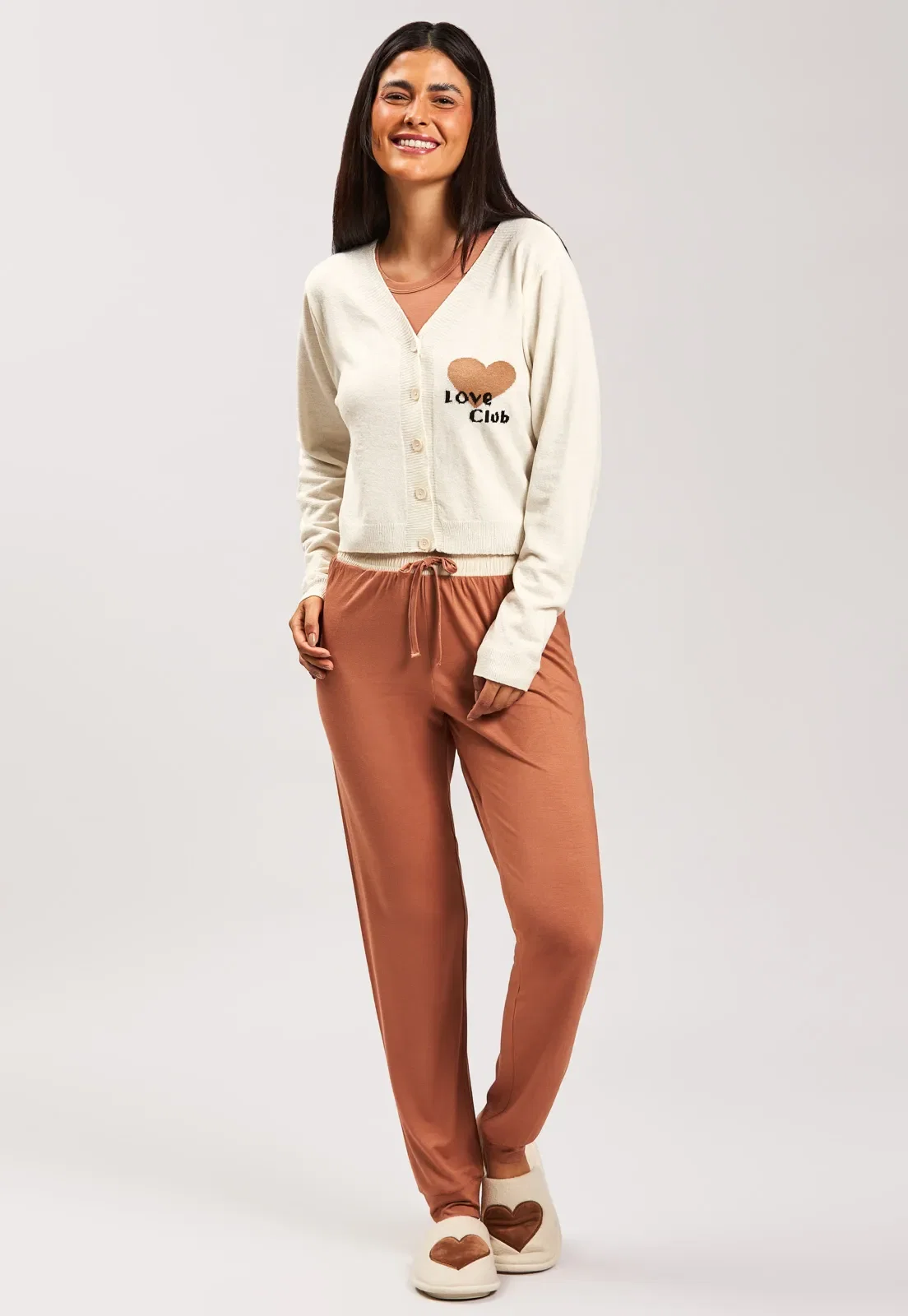 Cardigan Aberto Manga Longa Trico Baunilha