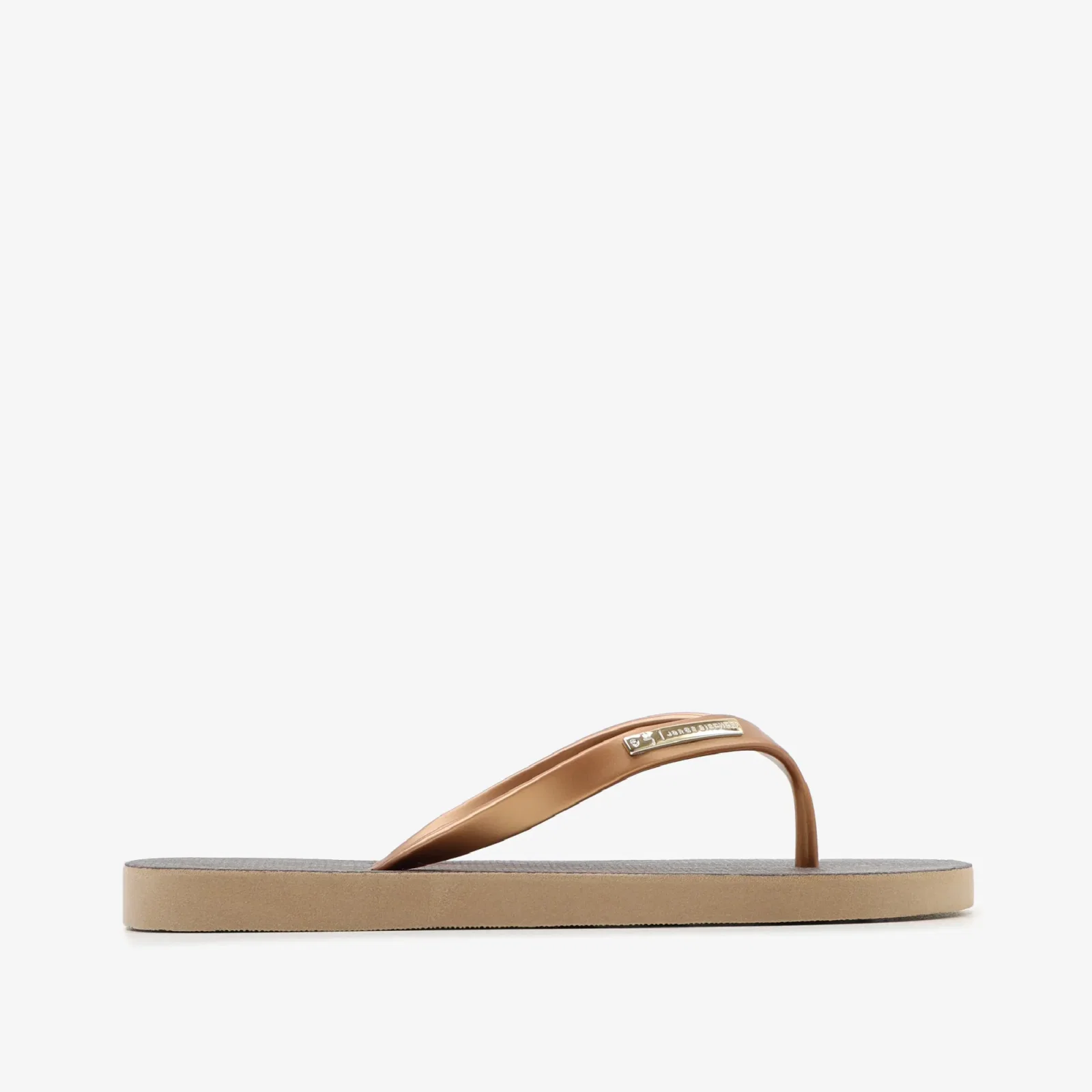 Chinelo Flat Marrom Ouro Monograma