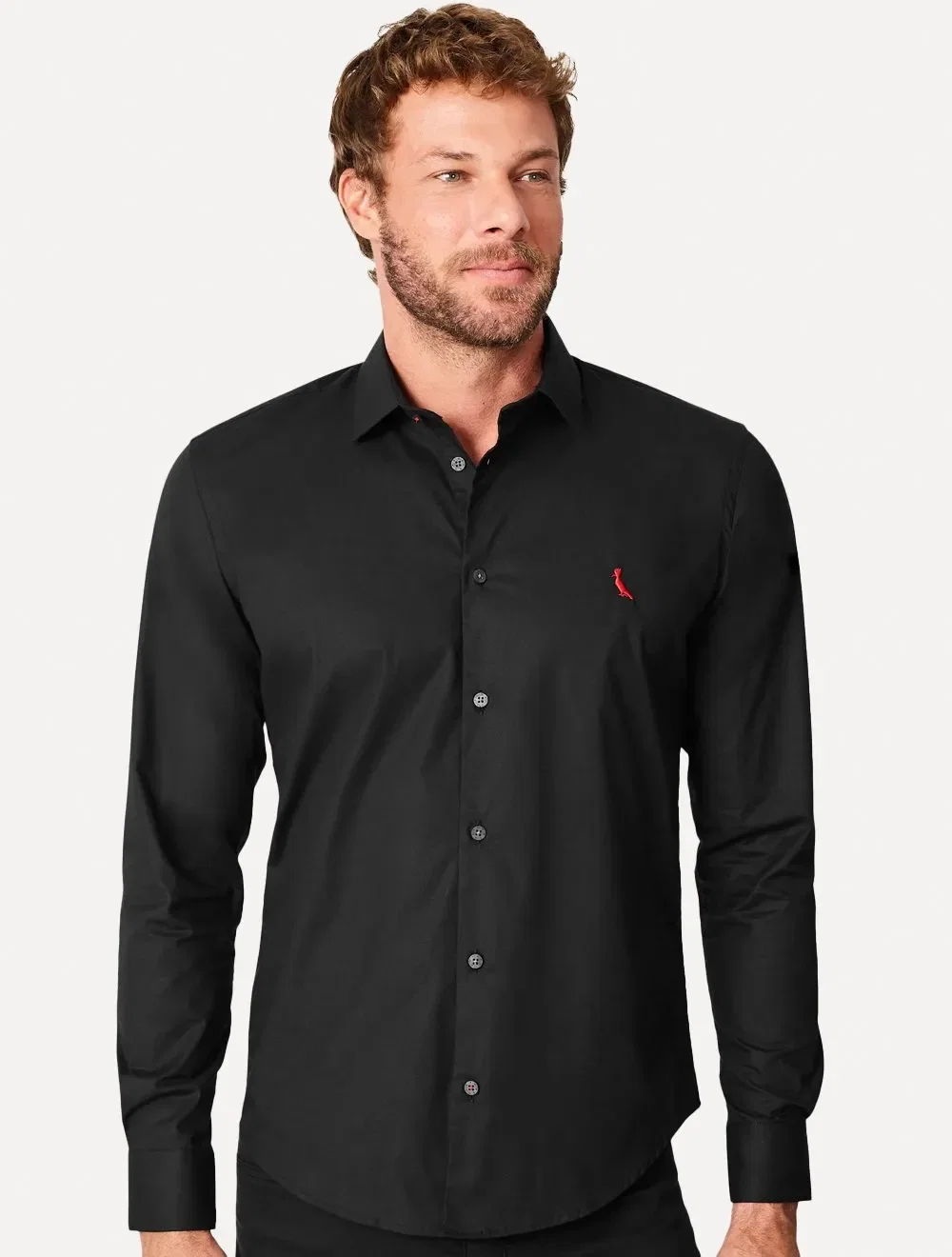 Camisa Reserva Masculina Casual Stretch Enxuto Preta