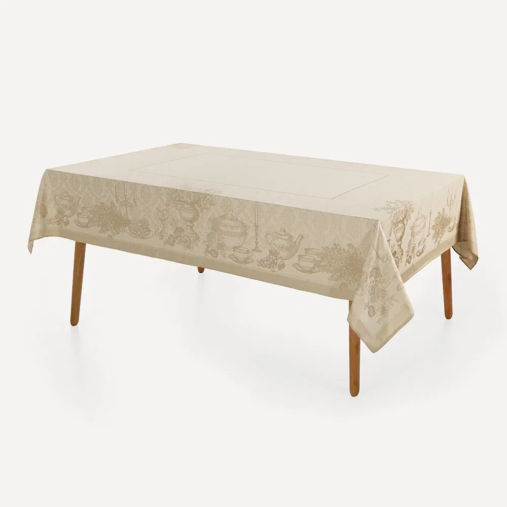 Toalha de Mesa Retangular 8 Lugares Louvre Bege