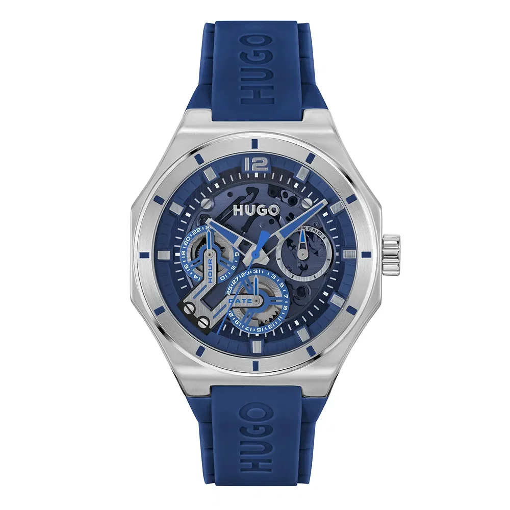 Relógio Hugo Skeleton Masculino Borracha Azul - 1530375