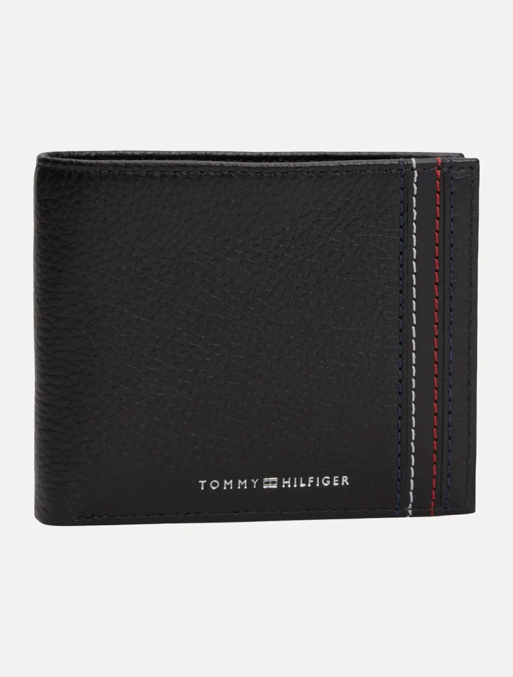 Carteira Tommy Hilfiger Masculina Porta Cartão Couro Central Mini CC Wallet Preta