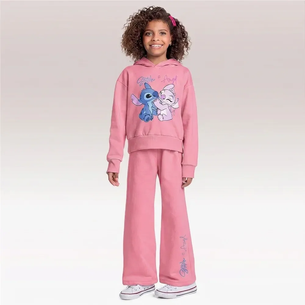Conjunto blusão com capuz e calça wide em moletom Lilo & Stitch — imagem 1