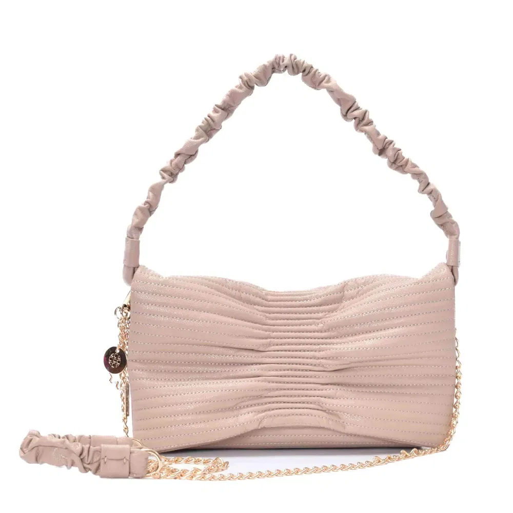 Bolsa Tiracolo Couro Franzida Nude — imagem 1