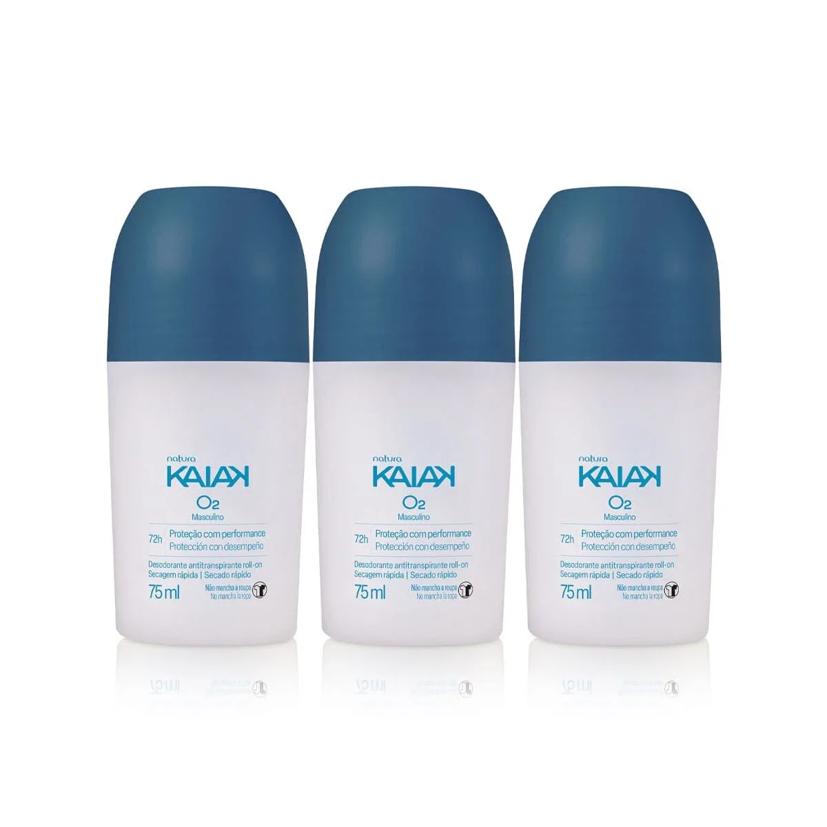 Kit Desodorante Antitranspirante Roll-on Kaiak O2 Masculino (3 unidades)