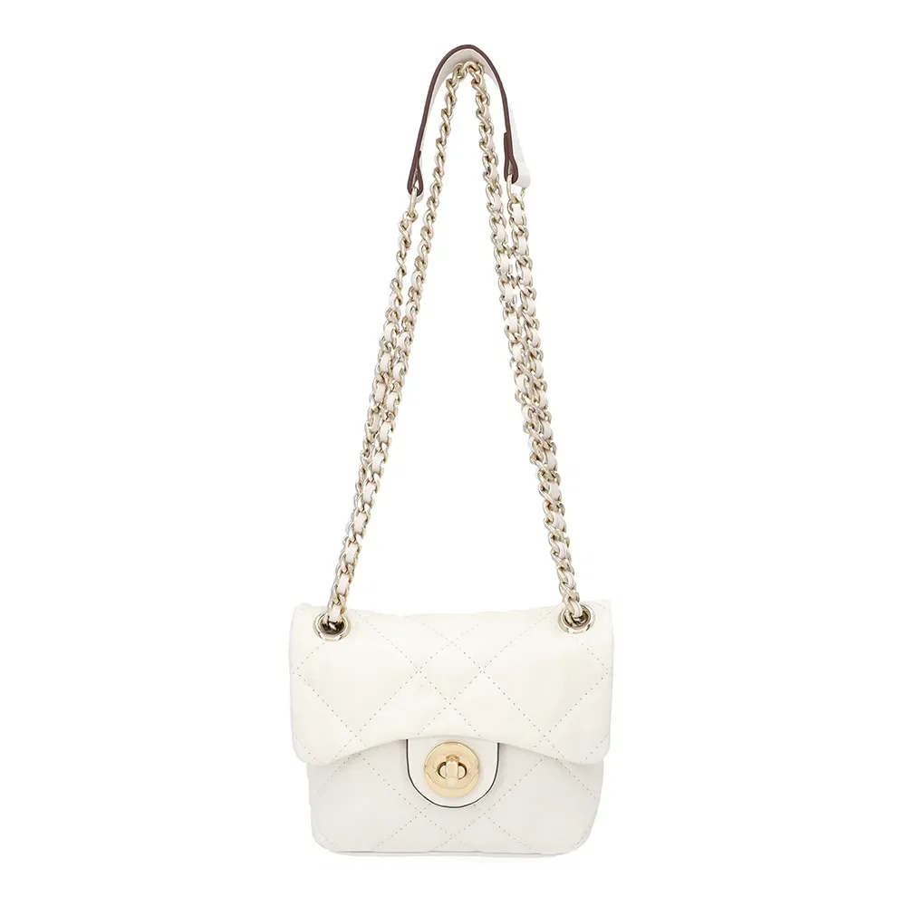 Bolsa Tiracolo Couro Branca Marfim Matelassê