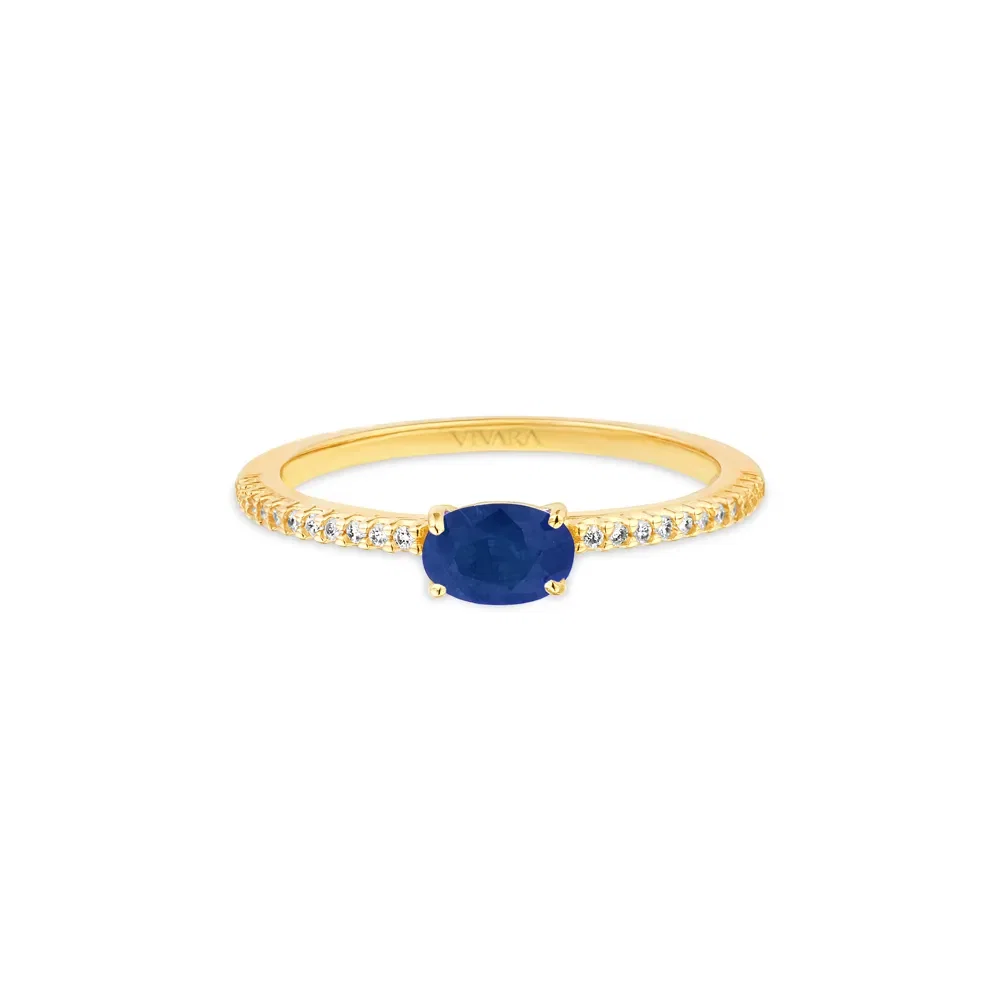 Anel Cores em Ouro Amarelo 18k com Safira Azul e Diamantes