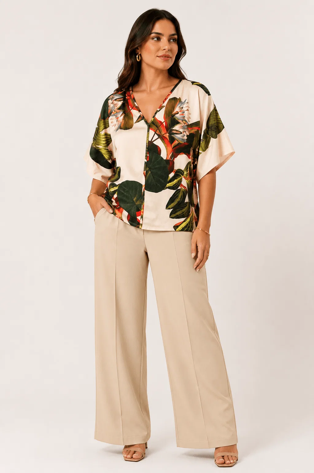 Blusa Estampada Floral Botanico New - Areia