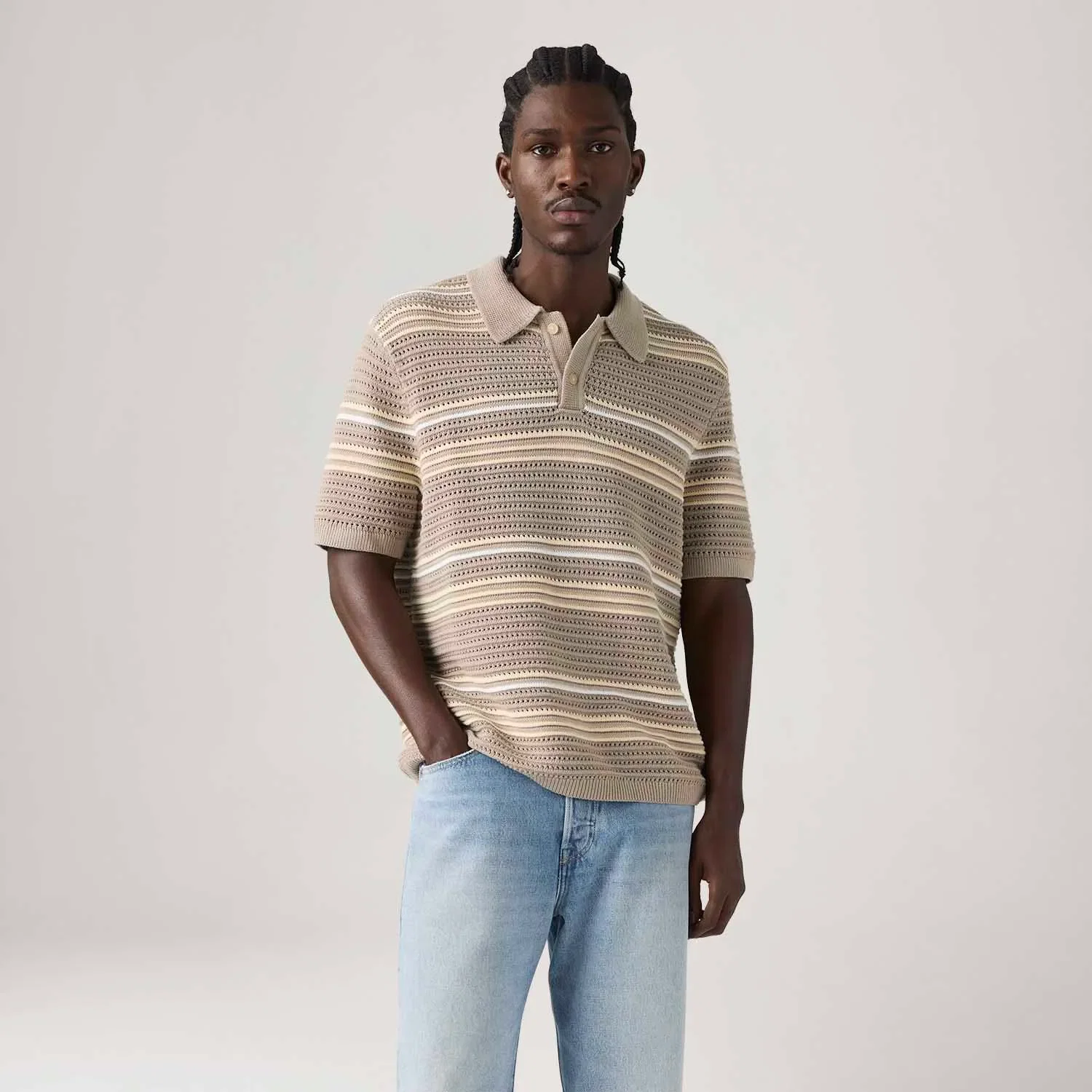 Polo Levi's® Laguna Sweater Manga Curta Cinza — imagem 1