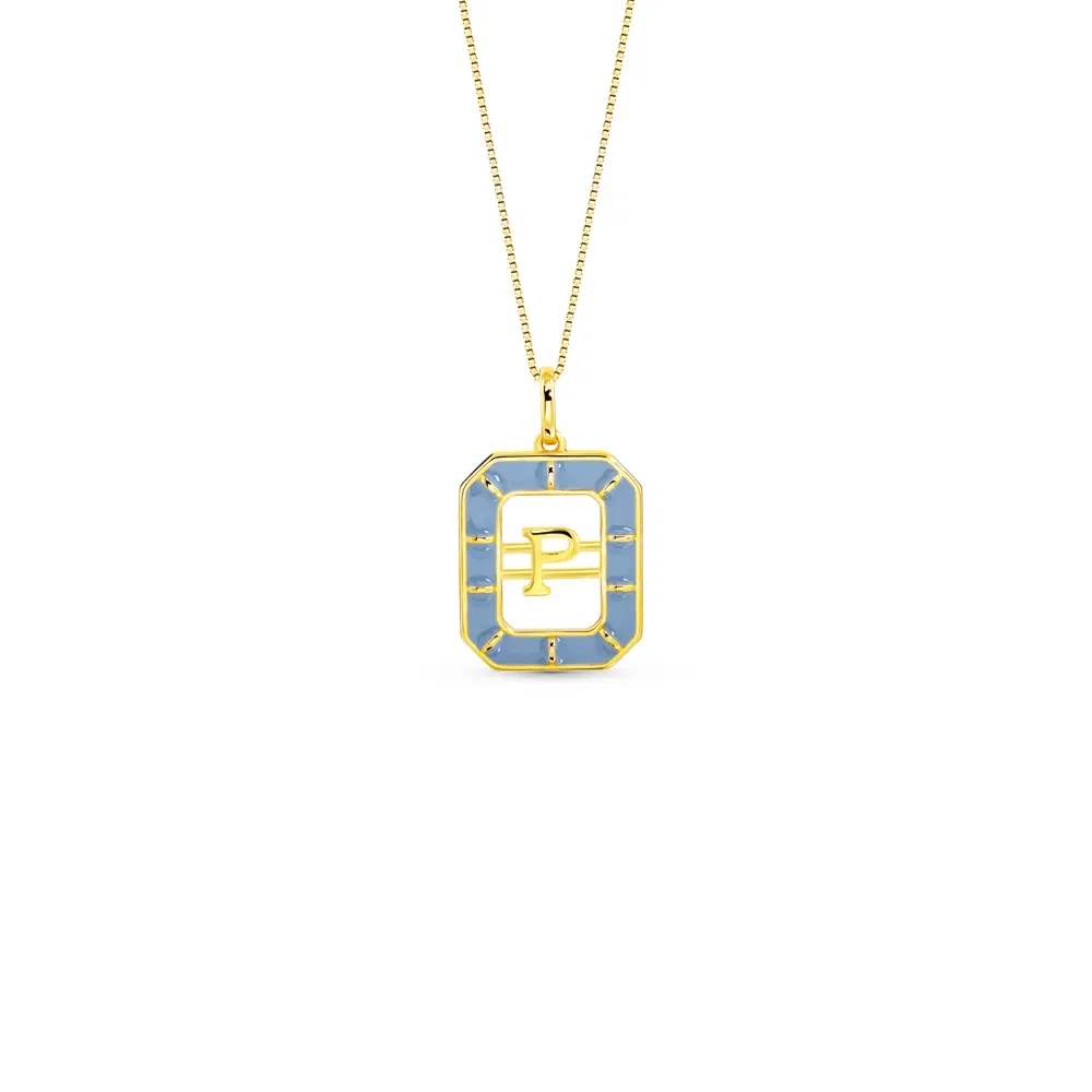 Pingente Alfabeto Letra P em Ouro Amarelo 18k com Esmalte, 14mm — imagem 1