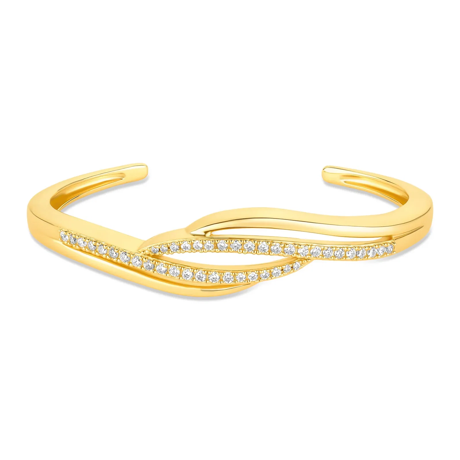 Bracelete Life em Prata 925 com Banho de Ouro Amarelo 18k e Pedras Incolores — imagem 1