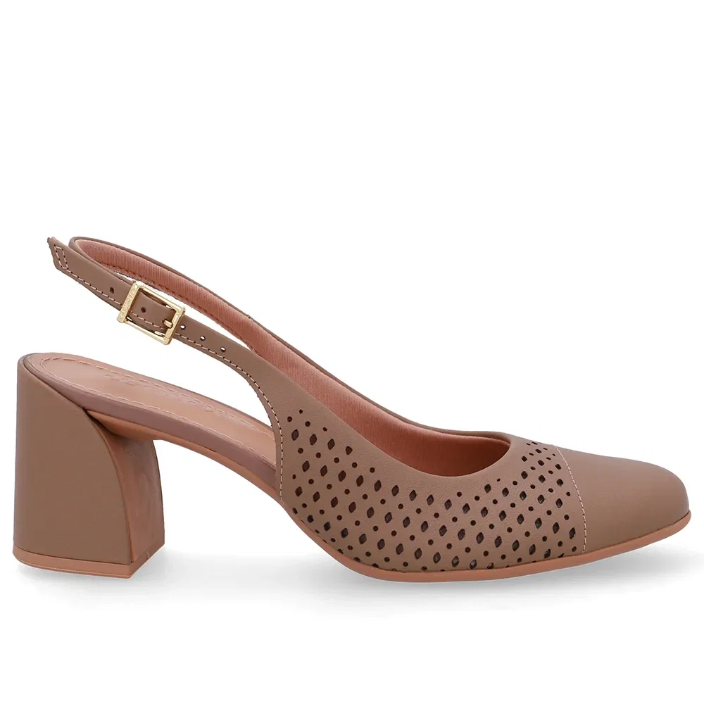 Slingback Marrom Fendi Bico Redondo Couro Laser — imagem 1