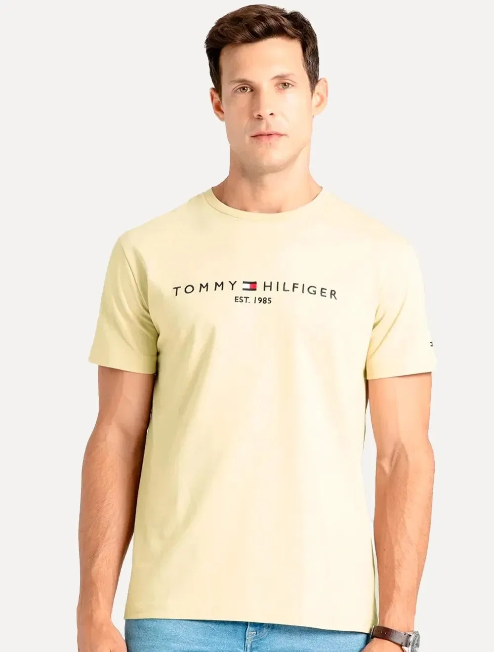 Camiseta Tommy Hilfiger Masculina Core Logo Tee Areia — imagem 1