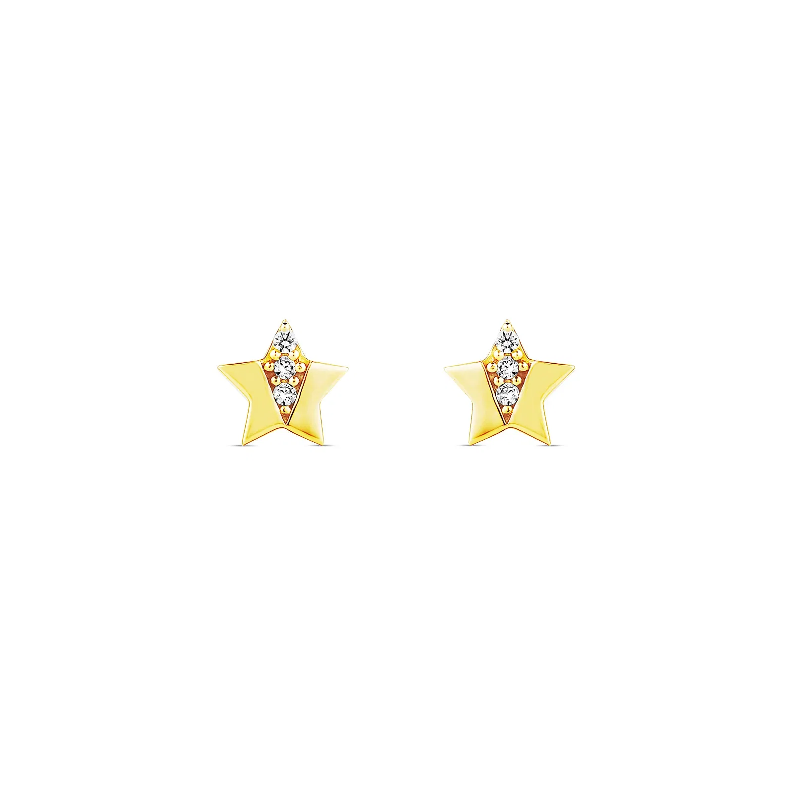 Brinco Life Kids Estrela em Prata 925 com Banho de Ouro Amarelo 18k e Pedras Incolores — imagem 1
